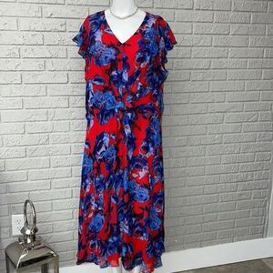 DR Collection by Donna Ricca Women Flutter Sleeve Maxi Dress Size 16